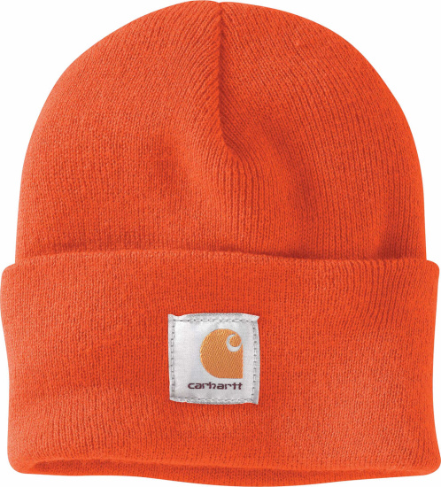 Carhartt Orange Logo Patch Beanie