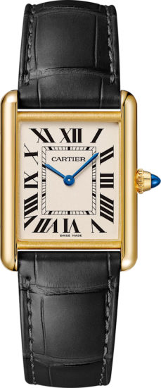 Cartier Gold And Black Alligator Tank Watch