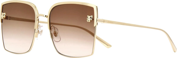 Cartier Gold And Brown Oversized Panther Sunglasses