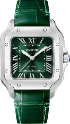 Cartier Green And Stainless Steel Santos Watch