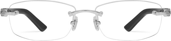 Cartier Silver And Black Temple Rectangular Eyeglasses