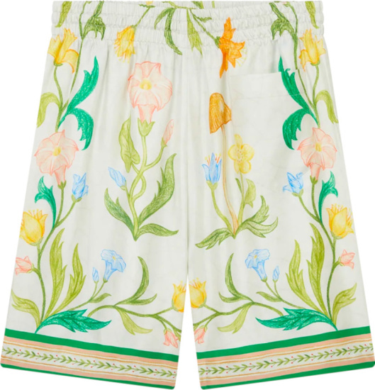 Casablanca Larche Fleurie Silk Shorts