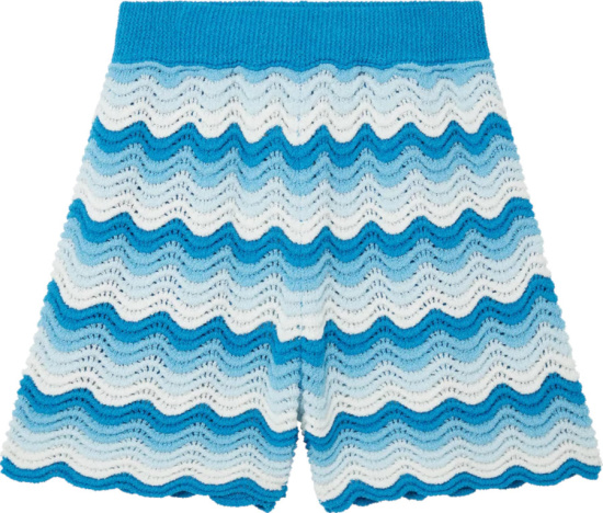 Casablanca Blue Gradient Wavy Crocheted Shorts