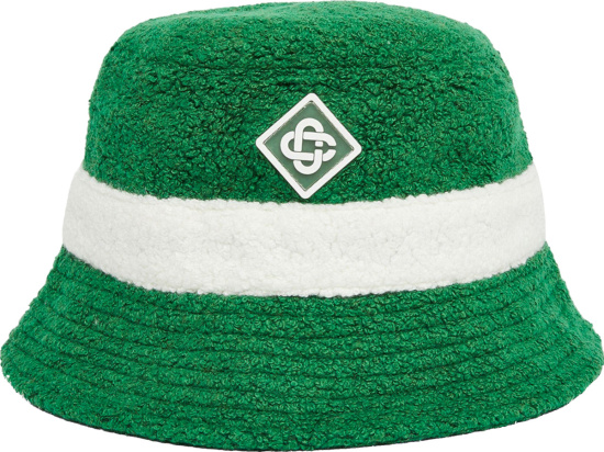 Casablanca Green And White Stripe Wool Terry Cotton Bucket Hat