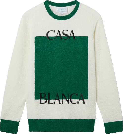 Casablanca White And Green Square Sweater