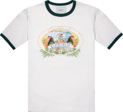 Casablanca White And Green Trim Hawaii Print T Shirt