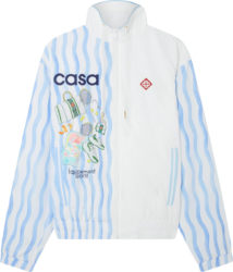 Casablanca White And Light Blue Striped Equipement Sportif Track Jacket