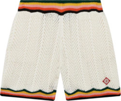 Casablanca White And Multicolor Chevron Lace Shorts