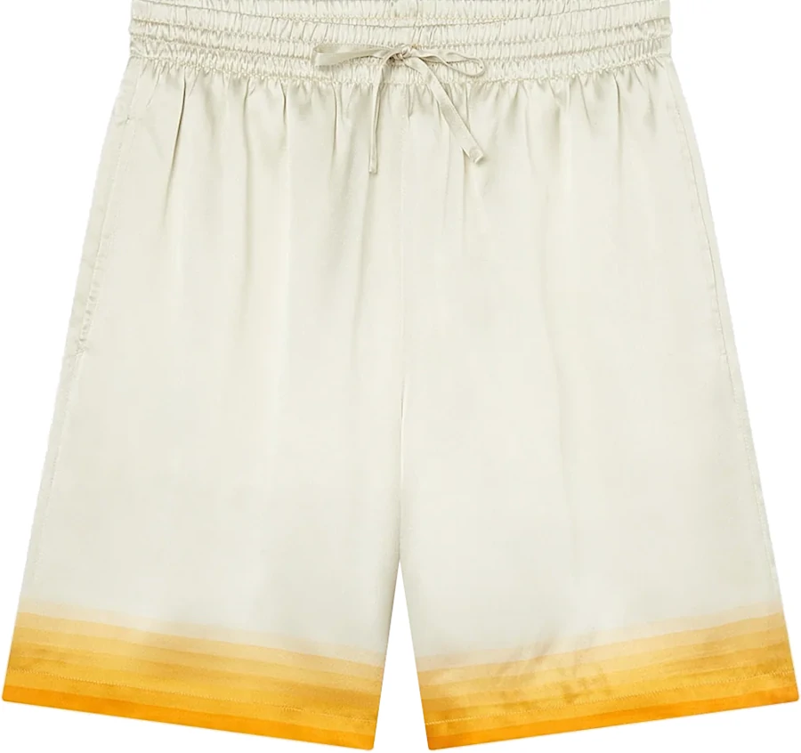 Casablanca White And Orange Wavy Gradient Silk Shorts