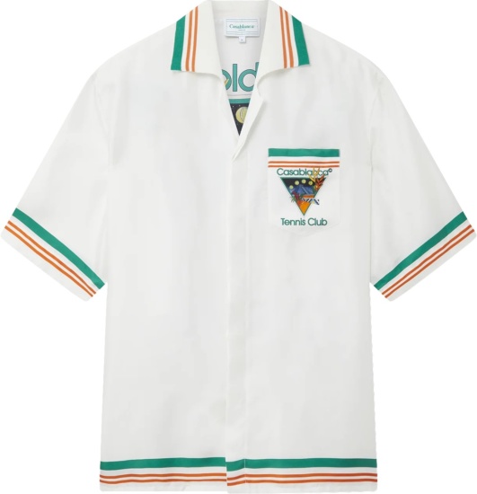 Casablanca White Green And Orange Tennis Club Shirt