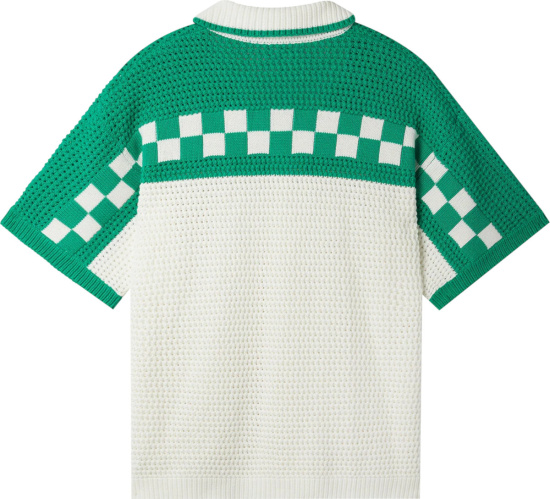 Casablanca White & Green Checkered Crochet Shirt | INC STYLE