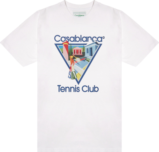 Casablanca White La Joueuse Tennis Club Triangle Logo T Shirt
