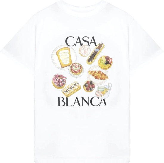 Casablanca White Pastries Print T Shirt