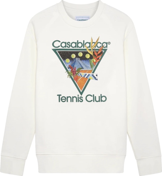 Casablanca White Tennis Club Logo Sweatshirt