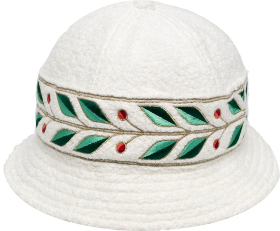 Casablanca White Terry Cotton And Leaf Embroidered Bucket Hat