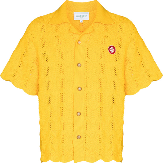 Casablanca Yellow Crocheted Knit Shirt