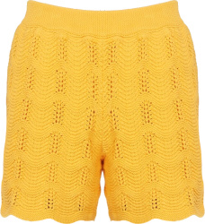 Casablanca Yellow Crocheted Knit Shorts