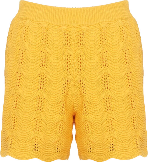 Casablanca Yellow Crocheted Knit Shorts