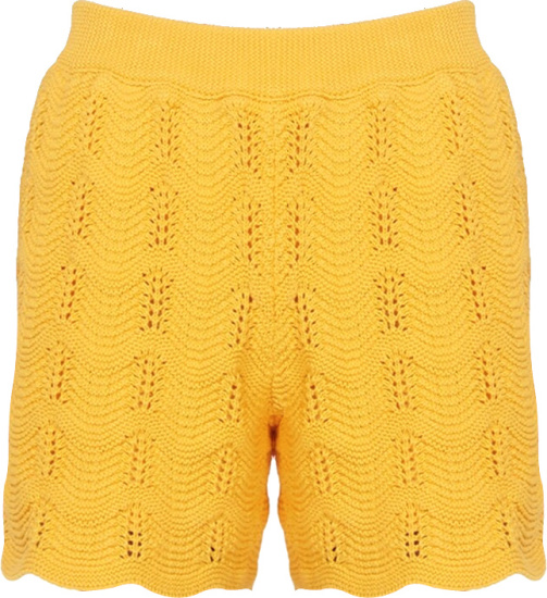 Casablanca Yellow Crocheted Knit Shorts