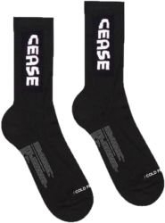 Cease And Desist Texted Black Socks