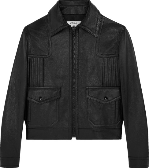 Celine Black Relaxed Leather Jacket | INC STYLE