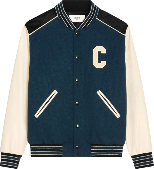 Celine Navy & White C-Patch Varsity Jacket | INC STYLE