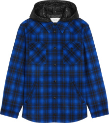 Blue Flannel Hooded Overshirt