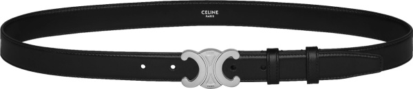 Celine Black And Silver Tone Triomphe Belt 45aka3a01 38si