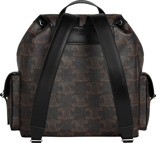 Celine Black And Brown Triomphe Canvas Backpack