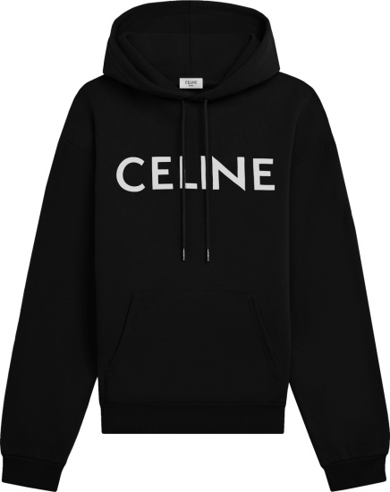 Celine Black And White Logo Print Hoodie