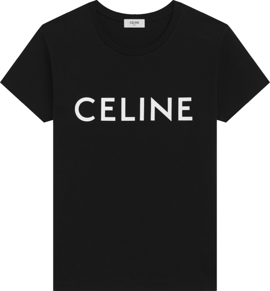 Celine Black And White Logo Print T Shirt