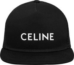Celine Black And White Logo Print Trucker Hat
