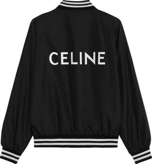 Celine Black And White Nylon Logo Bomer Jacket
