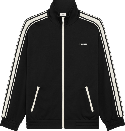 Celine Black And White Stripe Logo Track Jacket