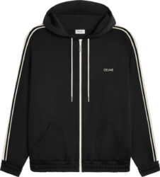 Celine Black And White Stripe Zip Track Hoodie
