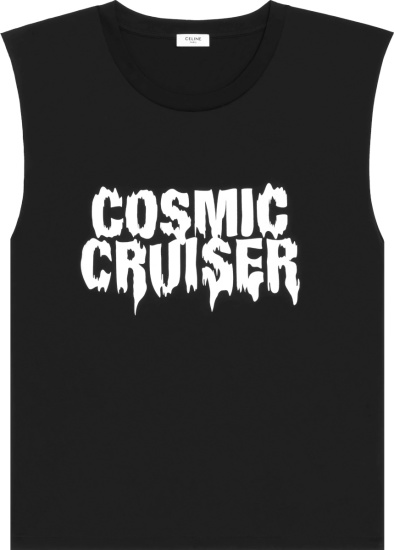 Celine Black Cosmic Cruiser Sleeveless T Shirt