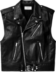 Celine Black Leather Biker Vest