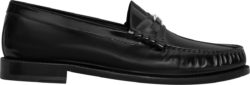 Celine Black Leather Trimophe Logo Luco Loafers