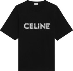 Celine Black Studded Logo T Shirt