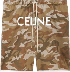 Celine Brown Camo Front Logo Sweatshorts 2z156247q 08cw