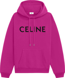 Celine Fuchsia And Black Logo Hoodie
