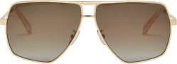 Celine Gold And Brown Gradient Lense Pilot Sunglasses