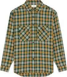 Celine Green And Yellow Oversized Check Shirt
