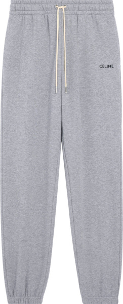 Celine Grey Logo Embroidered Jogger Sweatpants