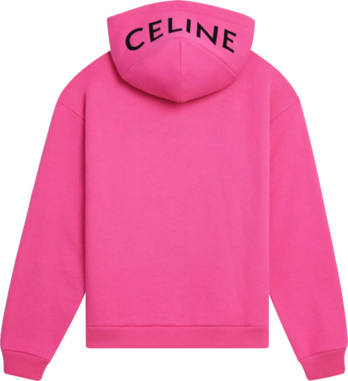 Celine Hot Pink Hood Logo Print Hoodie