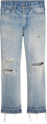 Celine Light Wash Blue Denim Distressed Baggy Fit Wesley Jeans