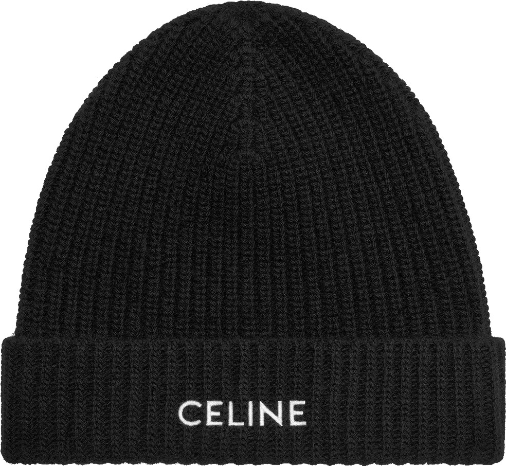 Celine Black Logo-Embroidered Beanie | Incorporated Style