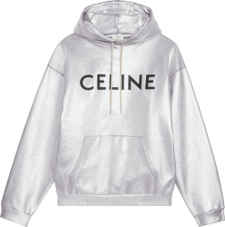 Celine Metallic Silver Logo Hoodie