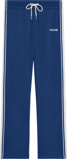 Celine Navy Blue And White Stripe Double Knit Trackpants