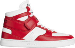 Celine Red And White High Top Ct 03 Strap Sneakers